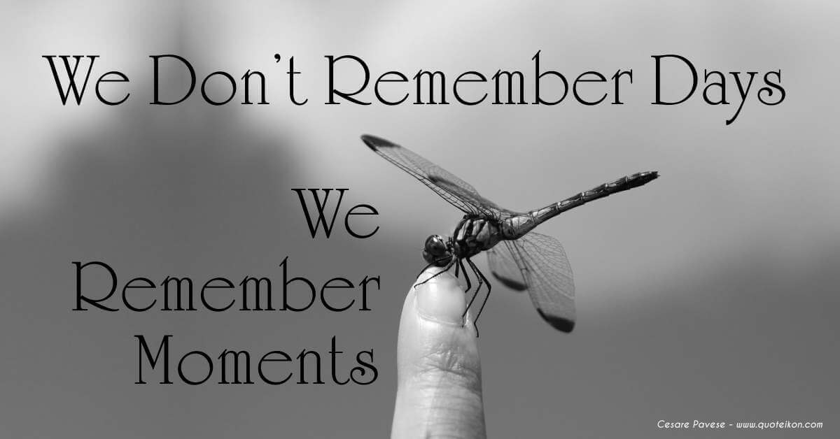 We Don't Remember Days We Remember Moments